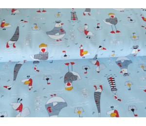 Baumwolle - Day at the beach hellblau